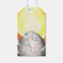 大きなイースターの卵から生まれるアートワークの光 ギフトタグ
