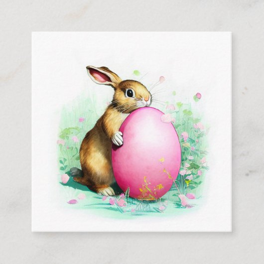 大きなイースターの卵の後ろに隠れている恥ずかしがり屋のバニー エンクロージャーカード (正面)