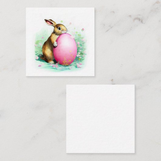 大きなイースターの卵の後ろに隠れている恥ずかしがり屋のバニー エンクロージャーカード (正面/裏面)