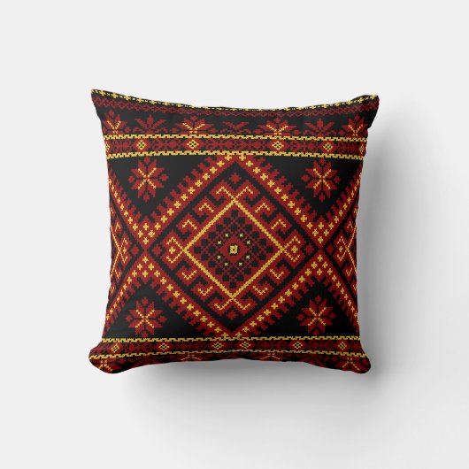 大きなウクライナクロスステッチ刺繍枕 クッション (正面)