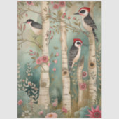 大きなウッドランドの森の木のペッカーのデカップページ 薄葉紙 (正面)