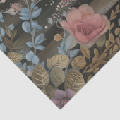 大きなウッドランドの森の花模様とラクーンのデコページ 薄葉紙 (詳細)