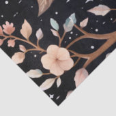 大きなウッドランドフォレストフクロウ&花模様のデコページ 薄葉紙 (詳細)