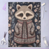 大きなウッドランドフォレストラクーンのフローラ切り離し 薄葉紙