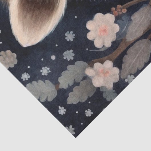 大きなウッドランドフォレストラクーンのフローラ切り離し 薄葉紙 (詳細)