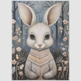 大きなウッドランドフォレストラビット&花模様デコページ 薄葉紙