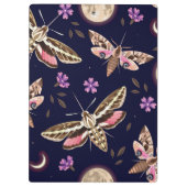 大きなエレガント蛾と紫のフローラクリップボード クリップボード (裏面)