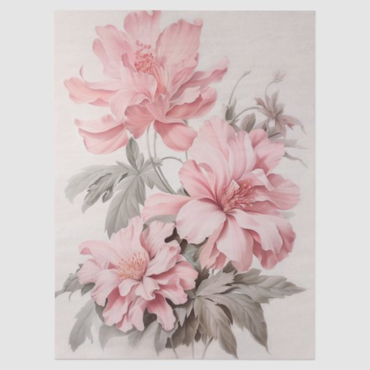 大きなエーテルのピンクのフローラブーケの切り離し 薄葉紙 (正面)