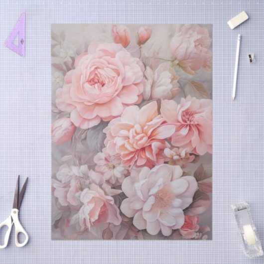 大きなエーテルのピンクのフローラブーケの切り離し 薄葉紙 (クラフト)