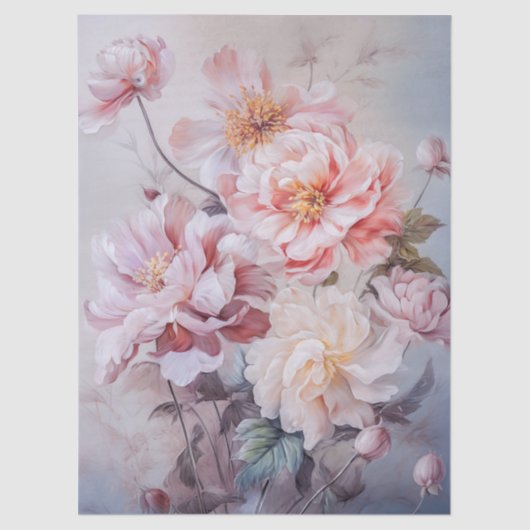 大きなエーテルのピンクのフローラブーケの切り離し 薄葉紙 (正面)