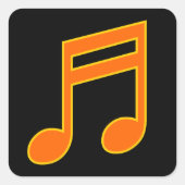 大きなオレンジと黄色のミュージカルノート スクエアシール (正面)