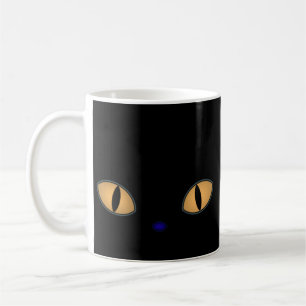 大きなオレンジの目をした黒い猫 コーヒーマグカップ
