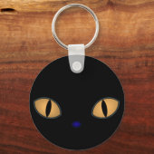 大きなオレンジ色の目をした黒猫 キーホルダー (正面)