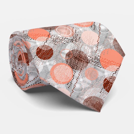 大きなオレンジ色の茶色の水玉模様 ネクタイ (ロール)