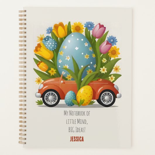 大きなカスタムアイディアのためのイースターをテーマにしたジャーナル プランナー手帳 (正面)