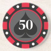 大きなカスタムトランプのポーカーチップの形をした石コースター コースター (正面)