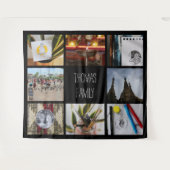 大きなカスタムファミリーフォト名インスタグラムコラージュ タペストリー (正面(横))