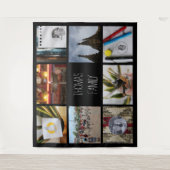 大きなカスタムファミリーフォト名インスタグラムコラージュ タペストリー (正面)