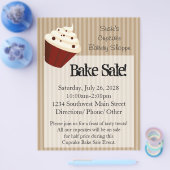 大きなカップケーキ、ソフトなモカストライプーのベイクセールのチラシ チラシ (シングル)