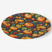 大きなカボチャと小さなカボチャの秋 ペーパープレート (アングル)