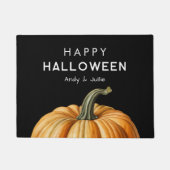 大きなカボチャを持つハッピーハローウィンのdoormat ドアマット (正面)