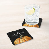 大きなカボチャを持つハッピーハローウィン スクエアペーパーコースター (インサイチュ)