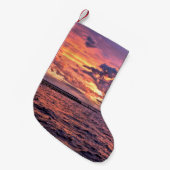 大きなカラフルの夕焼けが海岸に浮かぶ、美しい、c スモールクリスマスストッキング (正面 (吊り時))