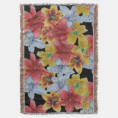 大きなカラフルはっきりしたの花フローラ スローブランケット (正面縦)