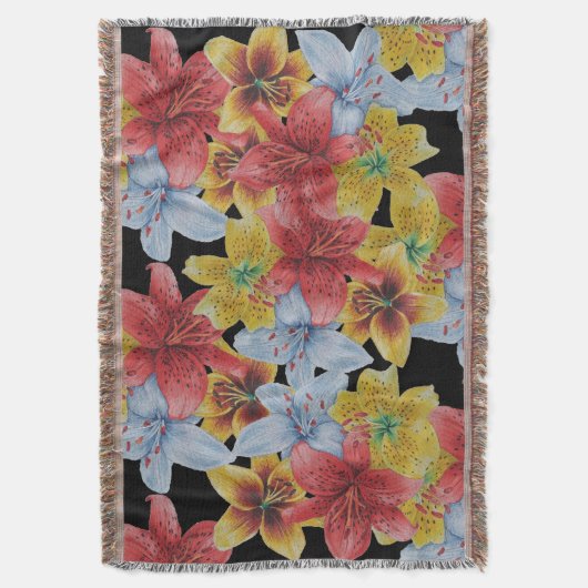 大きなカラフルはっきりしたの花フローラ スローブランケット (正面縦)