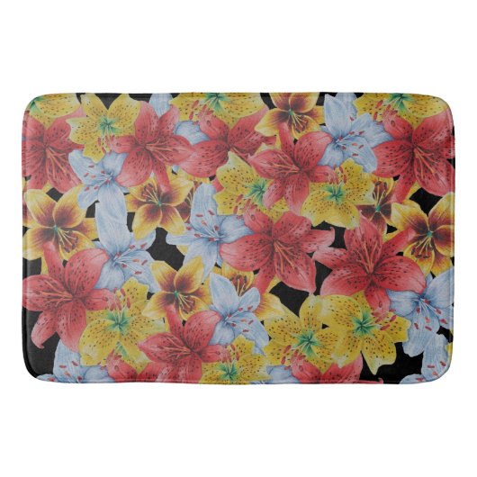 大きなカラフルはっきりしたの花フローラ バスマット (正面)