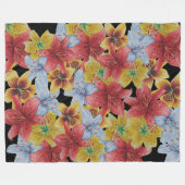 大きなカラフルはっきりしたの花フローラ フリースブランケット (正面(横))