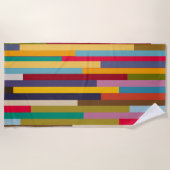 大きなカラフルストライプ ビーチタオル (正面)