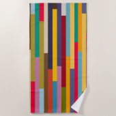 大きなカラフルストライプ ビーチタオル (正面)