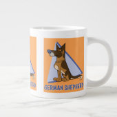 大きなカラフル漫画のドイツの羊飼い犬 ジャンボコーヒーマグカップ (右)