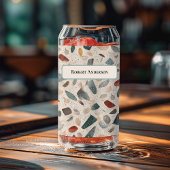 大きなガラスチップのレトロテラゾーパターンの缶グラス ガラス缶