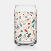 大きなガラスチップのレトロテラゾーパターンの缶グラス ガラス缶 (左)