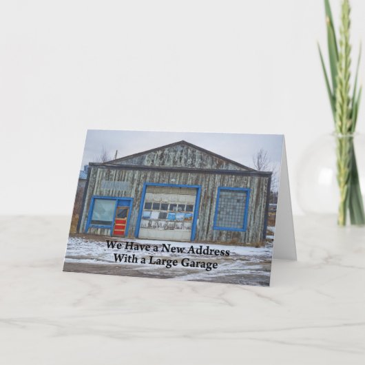 大きなガレージ – おもしろい住所の変更 案内状 (正面)