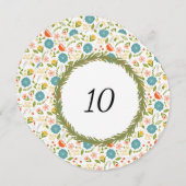 大きなガーデンパーティー カスタムテーブルナンバーカード 招待状 (正面/裏面)