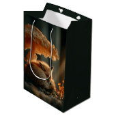 大きなキノコの下で眠るアカギツネ ミディアムペーパーバッグ (正面アングル)