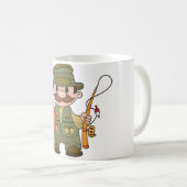 大きなキャッチ魚釣りを持つ漫画の釣り人おもしろい コーヒーマグカップ (正面右)