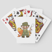 大きなキャッチ魚釣りを持つ漫画の釣り人おもしろい トランプ (裏面)