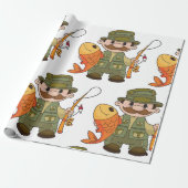 大きなキャッチ魚釣りを持つ漫画の釣り人おもしろい ラッピングペーパー (アンロールド)
