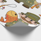 大きなキャッチ魚釣りを持つ漫画の釣り人おもしろい ラッピングペーパー