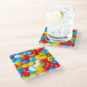 大きなキャンディゼリー豆の山 ガラスコースター (アングル)