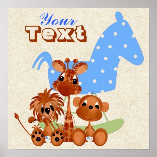 大きなキャンバスをパーソナライズするジャングルベビー ポスター (正面)