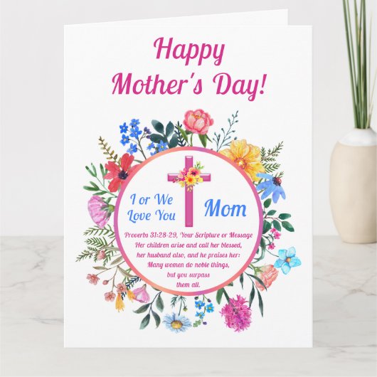 大きなキリスト教の母の日のカード，箴言31 カード (正面)