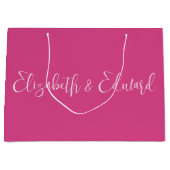 大きなギフトバッグ - ピンクとホワイトのテキスト ラージペーパーバッグ (正面)