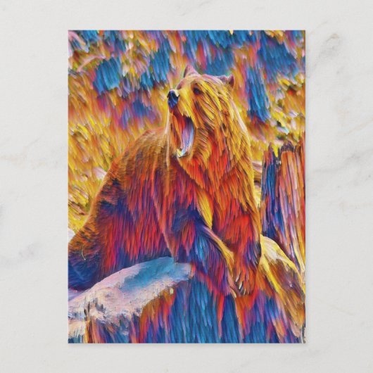 大きなクマのあくびをしている ポストカード (正面)