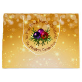 大きなクリスマスに一致する名前を追加金ゴールド抱き枕 ラージペーパーバッグ (正面)