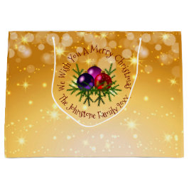 大きなクリスマスに一致する名前を追加金ゴールド抱き枕 ラージペーパーバッグ